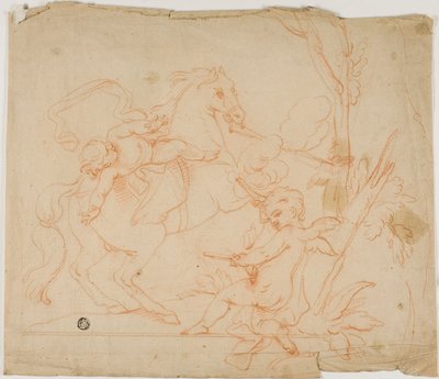 Putto Schiet op Putto te Paard door Follower of Charles Le Brun