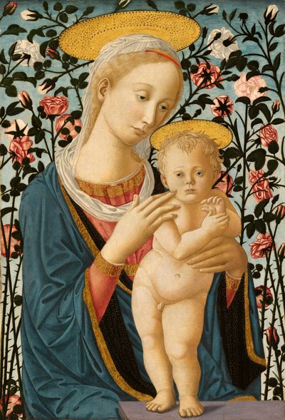Madonna en Kind door Follower of Fra Filippo Lippi and Pesellino