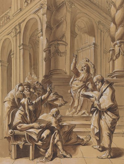 Christus tussen de dokters door Follower of Francesco Fontebasso