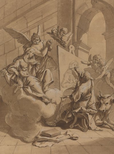 Sint Lucas Schildert de Maagd door Follower of Francesco Fontebasso