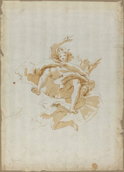 Tekening voor een Plafondfresco door Follower of Giovanni Battista Tiepolo
