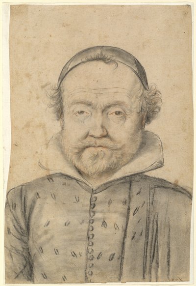 Portret van een Bebaarde Man in een Dubbel en Muts door Follower of Lagneau
