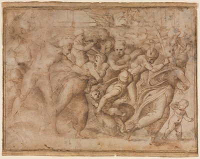 Kopie van Rafaëls Slachting van de Onschuldigen door Follower of Raphael