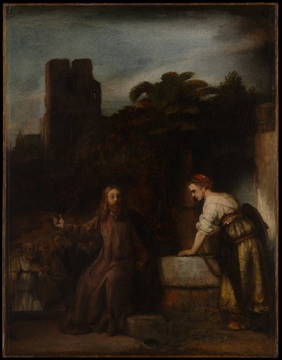 Christus met de vrouw van Samaria door Follower of Rembrandt