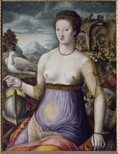 De allegorie van de Vrede, of Diane de Poitiers met een duif door Fontainebleau School