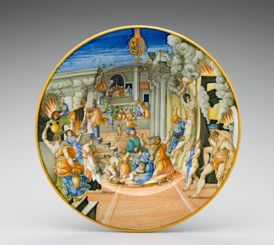 De brand van Troje, tussen 1570 en 1574 door Fontana Workshop