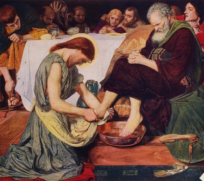 Jezus Christus wast de voeten van St. Petrus door Ford Madox (after) Brown