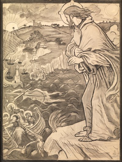 Christus ziet de discipelen zwoegen aan de roeispaan door Ford Madox Brown