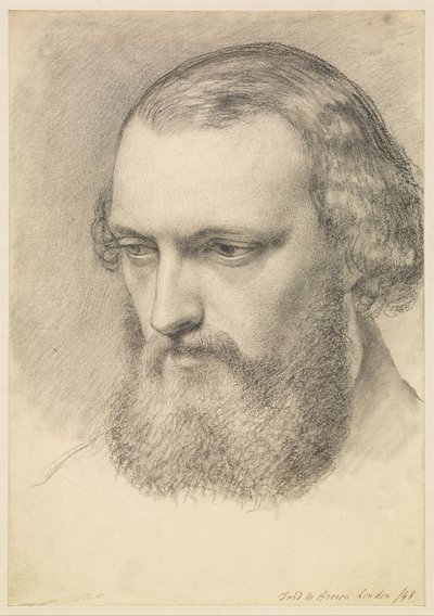 Portret: Hoofdstudie van Daniel Casey (Driekwartaanzicht) door Ford Madox Brown