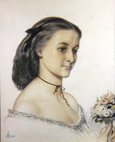Portret van Miss Louie Jones door Ford Madox Brown