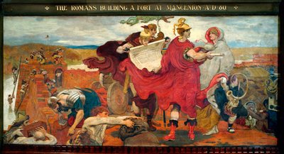 De Romeinen bouwen een fort in Mancenion AD 80 door Ford Madox Brown