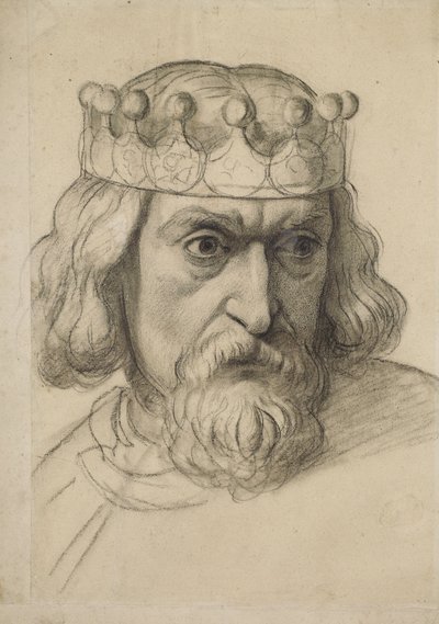 De geest van gerechtigheid - Studie voor het hoofd van een raadsman door Ford Madox Brown