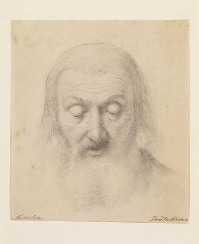 Wycliffe leest zijn bijbelvertaling - Studie voor het hoofd van Wycliffe door Ford Madox Brown