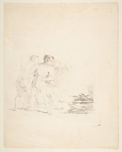 Mannen die op een vuur spugen, ca. 1820-1850 door Formerly attributed to Goya