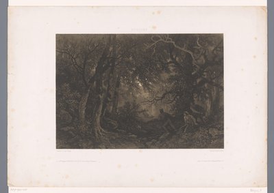 Rovers wachten in hinderlaag op een koets in het bos door Fortuné Ferogio