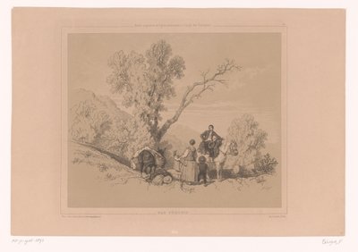 Rustende familie op reis in een berglandschap door Fortuné Ferogio