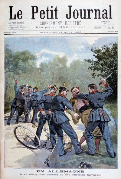 Een vechtpartij tussen Duitse soldaten en Beierse officieren, Duitsland, 1898 door Fortuné Méaulle