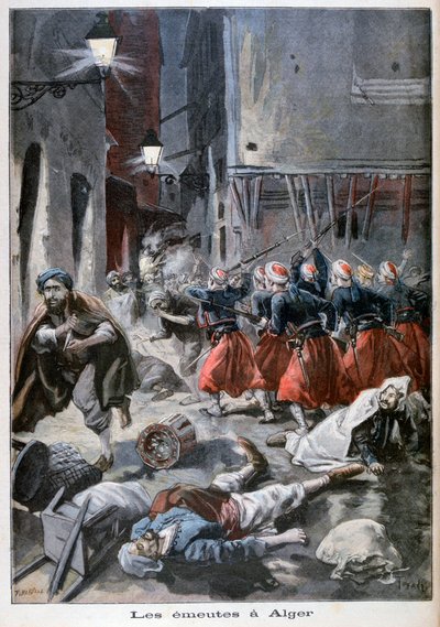 Anti-Joodse rellen in Algiers, 1898 door Fortuné Méaulle