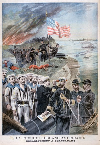 Troepen ontschepen in Guantanamo, Cuba, 1898 door Fortuné Méaulle