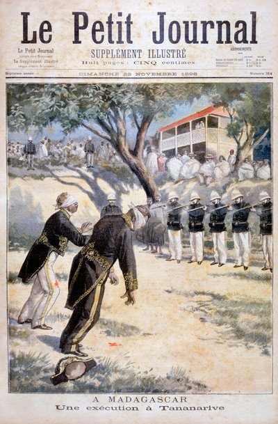 Executie door vuurpeloton in Tananarive, Antananarivo, Madagaskar, 1896 door Fortuné Méaulle