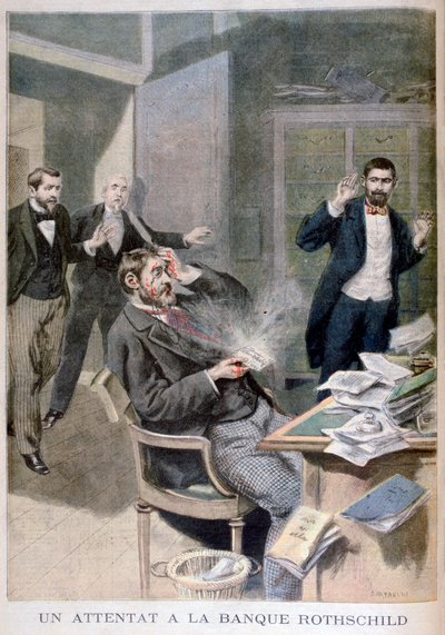 Explosie van een bombrief gestuurd naar Baron Alphonse de Rothschild, 1895 door Fortuné Méaulle