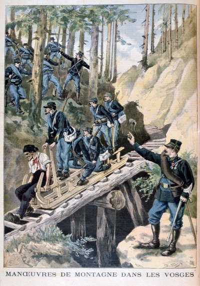 Franse militaire manoeuvres in de Vogezen, 1896 door Fortuné Méaulle