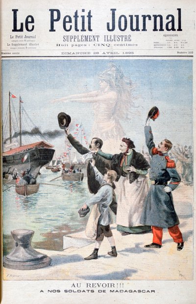 Vaarwel!!, Franse soldaten op weg naar Madagaskar, 1895 door Fortuné Méaulle