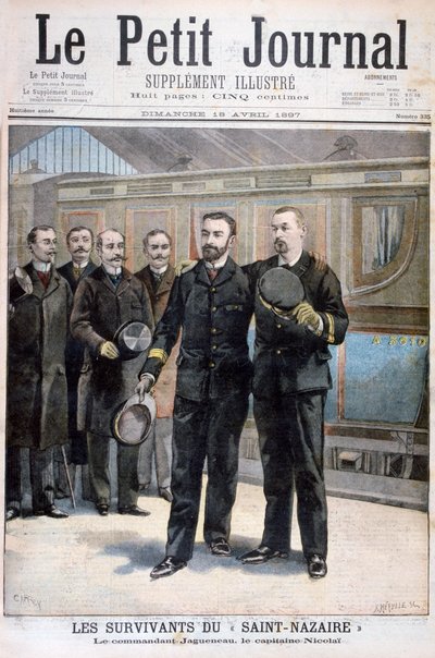 Overlevenden van de Ville de Saint Nazaire, commandant Jagueneau en kapitein Nicolai, 1897 door Fortuné Méaulle