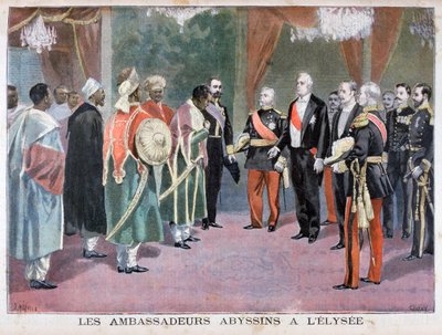 De ambassadeurs van Abessinië bezoeken het Élysée-paleis, 1898 door Fortuné Méaulle