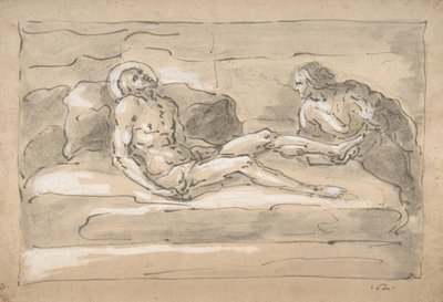 De Dode Christus Betreurd door de Magdalena die de Wonden op Zijn Voeten Vereert, 1787-1863 door Fortunato Duranti