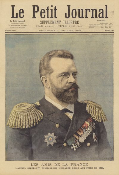 Admiraal Skrydlov, commandant van het Russische squadron bij de vieringen van de opening van het Kielerkanaal door Fortune Louis Meaulle