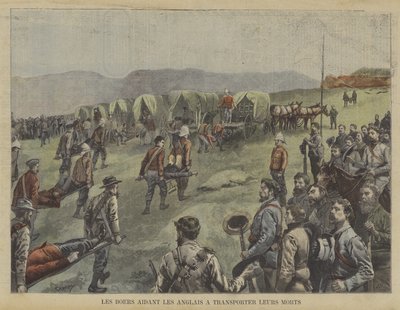 Boeren helpen de Britten hun doden van het slagveld te verplaatsen door Fortune Louis Meaulle