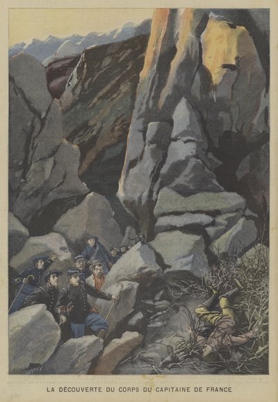 Ontdekking van het lichaam van Kapitein de France door Fortune Louis Meaulle