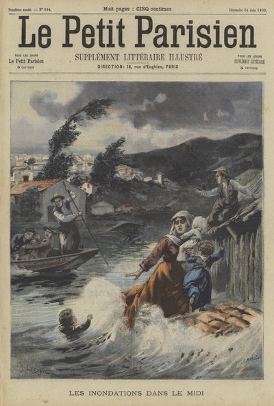 Overstromingen in de Midi-regio van Frankrijk door Fortune Louis Meaulle