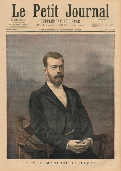 Zijne Majesteit Keizer Nicolaas II van Rusland, voorpagina illustratie van 