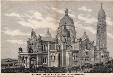 Inwijding van de Basiliek van het Heilig Hart in Montmartre in 1891 (verschijning van het monument zoals het zal zijn na volledige voltooiing) - Gravure door Meaulle in 1891 door Fortune Louis Meaulle