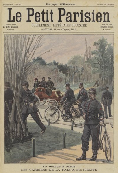 Parijse politieagenten op fietsen door Fortune Louis Meaulle