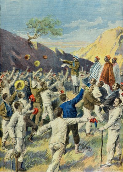 Vrijlating van Italiaanse gevangenen tijdens de oorlog in Abessinië door Fortune Louis Meaulle
