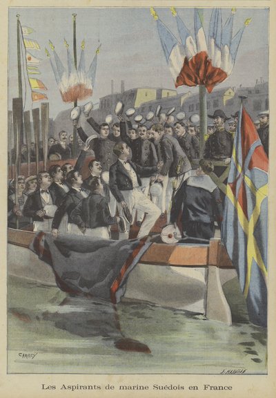 Zweedse marine adelborsten in Frankrijk door Fortune Louis Meaulle