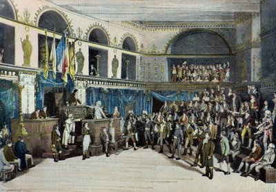 Thermidor , de val van robespierre, theater de la porte saint martin door Fortune Louis Meaulle