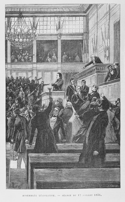 Victor Hugo (1802-85) bij de Wetgevende Vergadering houdt een Toespraak over de Herziening van de Grondwet op 17 juli 1851, ca. 1885 door Fortune Louis Meaulle