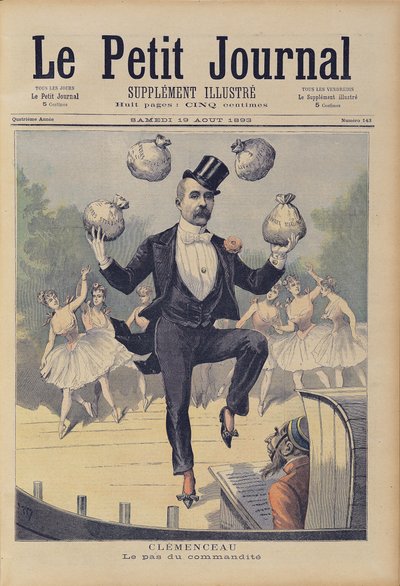 Georges Clemenceau (1841-1929) jongleert met zakken Engels geld, uit 