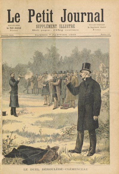 Het duel tussen Paul Deroulede (1846-1914) en Georges Clemenceau (1841-1929) illustratie uit 