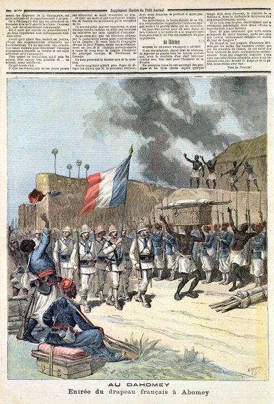 De Franse vlag betreedt Abomey, uit 