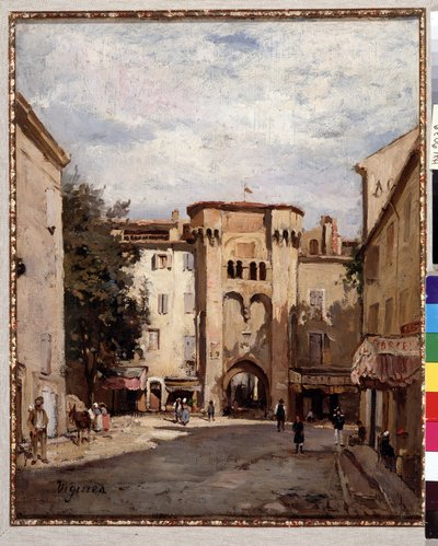 Versterkte deur van Cavaillon in de Vaucluse. Schilderij van Fortune Viguier door Fortune Viguier
