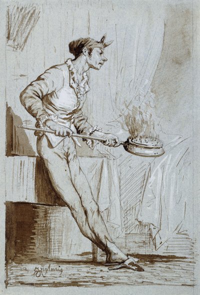 Dienstmeid met een beddenwarmer door Fortuny y Carbó