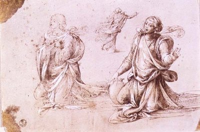 Drie studies van vrouwelijke figuren voor De vrouw van Samaria door Fra Bartolomeo