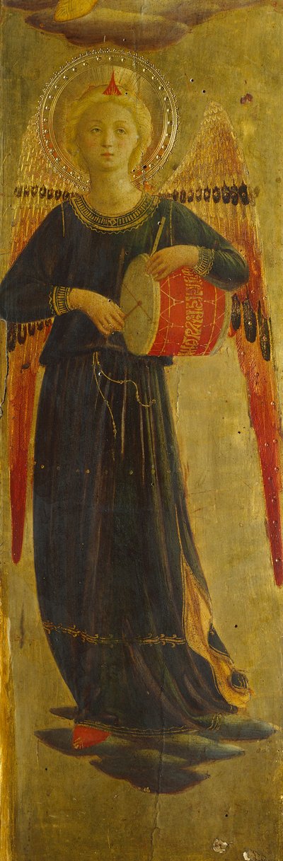 Engel muzikant, detail van het binnenframe, Tabernakel van de Linnenwevers door Fra (c.1387 1455) Angelico
