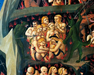 Hel met demonen die de luien straffen (detail) door Fra (c.1387 1455) Angelico