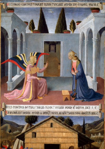 Geschiedenis van het leven van Christus: de Annunciatie met de Duif van de Heilige Geest door Fra  Angelico